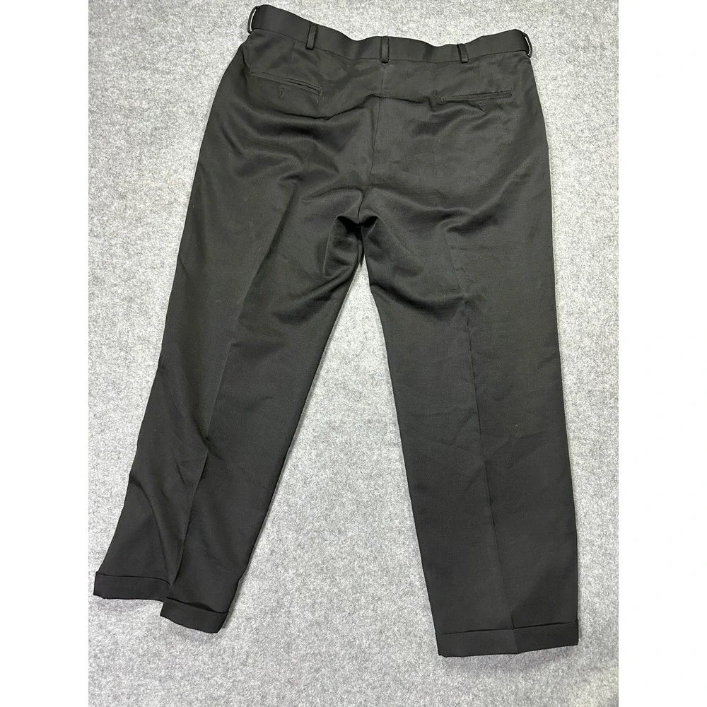 Haggar Mens Black‎ Pleated Dress Pants Cuffed Trousers 42x30 LH00364